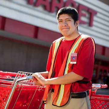 A Bridges participant collecting shopping carts at Target